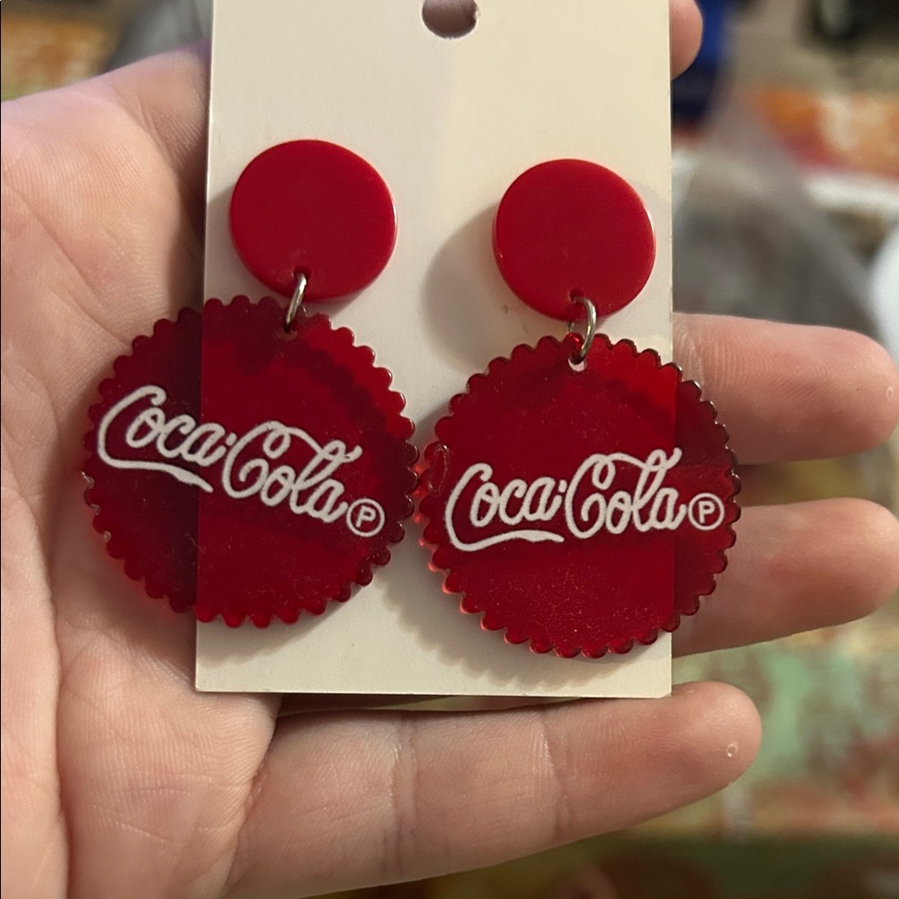 Coca Cola bottle cap earrings